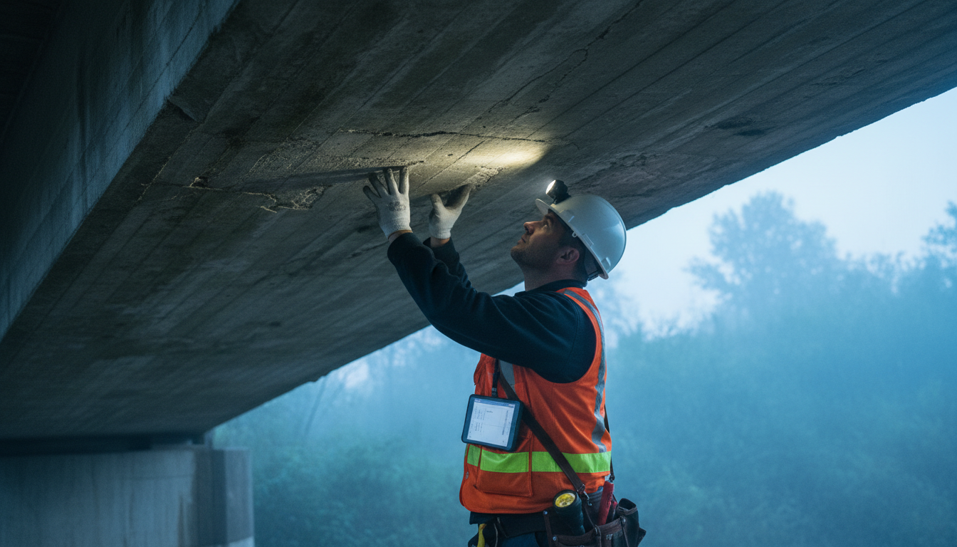 260413_CERTANIA_Labrotest_AI_Inspector_examining_concrete_bridge_underside