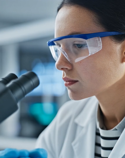 Firefly-A-laboratory-technician-in-a-white-coat-carefully-examining-a-sample-with-high-tech-equipmen