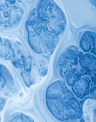 Firefly_ultra macro view of a biological cell membrane, soft blue, ultra realistic scientif 61045