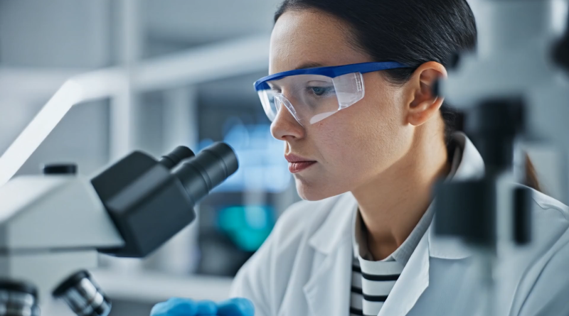 Firefly-A-laboratory-technician-in-a-white-coat-carefully-examining-a-sample-with-high-tech-equipmen