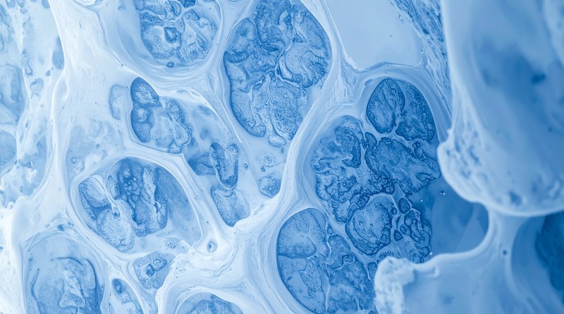 Firefly_ultra macro view of a biological cell membrane, soft blue, ultra realistic scientif 61045